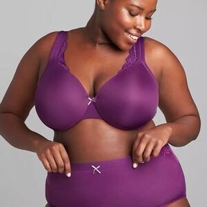 Cacique Smooth Lightly Lined Full Coverage Bra With Lace Trim